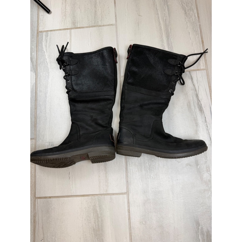 UGG Simmens Waterproof Tall Black Leather Suede Boots 1008438 Womens 9